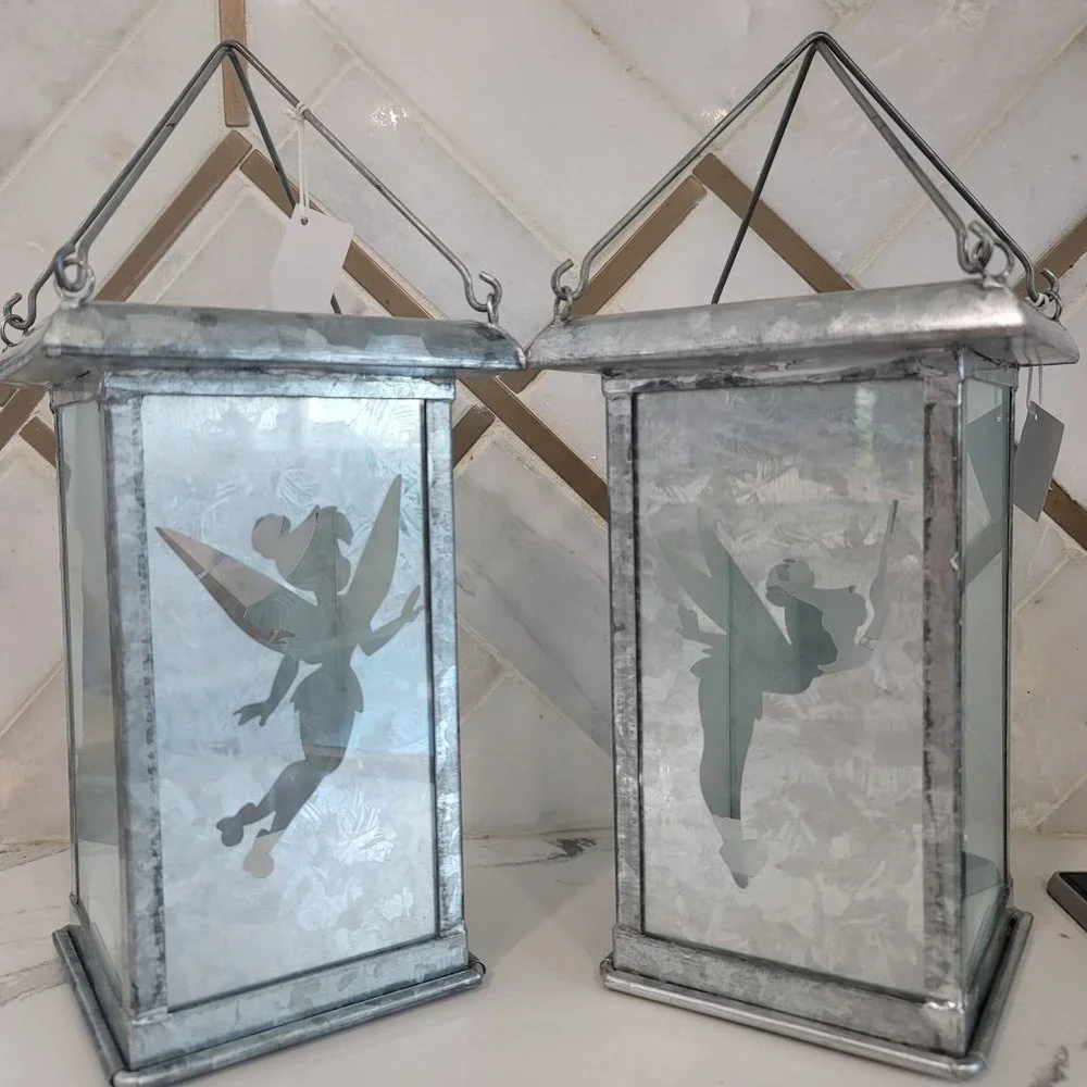 Disney Tinkerbell NWT Galvanized Metal Silhouette Candle Lanterns 9